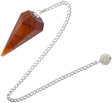 Amazing Gemstone Carnelian Crystal Pendulum for Divination - Certified Dowsing Crystals and Healing Stones for Chakra Balancing and Meditation - Enhance Reiki Spiritual Growth with Healing Crystals