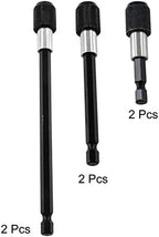 Litoexpe 6 Pcs Drill Bit Extension, Quick Release Bit Holder Magnetic Drill Extension Bit Holder with 1/4” Hex Shank for All 1/4-Inch Drive Bits (2 Inch, 4 Inch, 6 Inch - Black