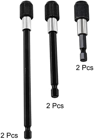 Litoexpe 6 Pcs Drill Bit Extension, Quick Release Bit Holder Magnetic Drill Extension Bit Holder with 1/4” Hex Shank for All 1/4-Inch Drive Bits (2 Inch, 4 Inch, 6 Inch - Black