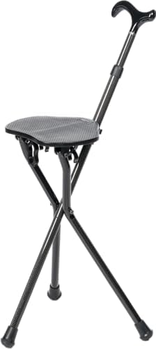 Folding Cane Seat, Carbon Fiber Walking Stick with Chair, Portable, Compact Foldable Cane and Chair Combination with Carry Case