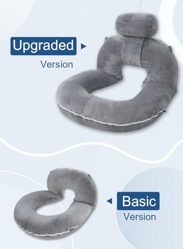 INSEN Reading Pillow, Back Pillow for Sitting in Bed for Reading, Nurse & Relax, Reading Pillow for Adults, Moms & Kids, Sit Up Pillow for Bed (Grey, 51in)