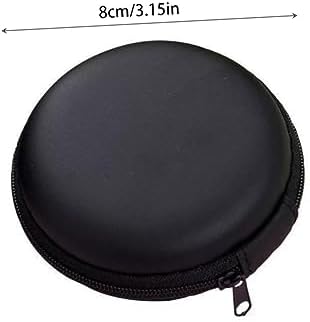 NUOBESTY 10PCS Round Earphone Storage Case Pressure Resistant Portable Headset Organizer for Travel Sturdy Earbud Box with Shockproof Protection Black