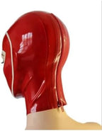 mask latex red white latex hood eye headpiece with back zipper cosplay party ﻿customized