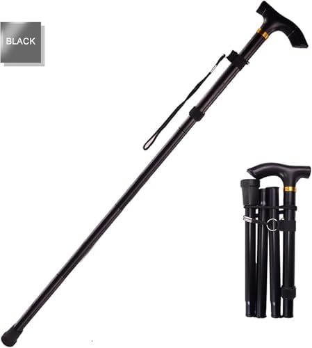 Hiking Poles Collapsible Trekking Poles, Aluminum Walking Sticks with Telescopic,Foldable Tri-fold Design Hiking Gear for Women Men, Camping-Black