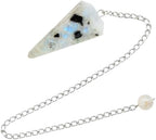 Amazing Gemstone Rainbow Moonstone Crystal Pendulum for Divination - Certified Dowsing Crystals and Healing Stones for Chakra Balancing and Meditation - Enhance Reiki Spiritual Growth
