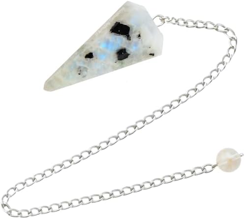 Amazing Gemstone Rainbow Moonstone Crystal Pendulum for Divination - Certified Dowsing Crystals and Healing Stones for Chakra Balancing and Meditation - Enhance Reiki Spiritual Growth