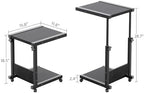 Hospital Bedside Table with Wheels Adjustable Height Sofa Side, Rolling Hospital Table, Mobile Computer Desk Laptop Table for Living Room, Bedroom & Office, Black
