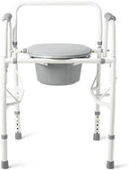 Medline Adjustable Steel Drop-Arm Bedside Commode, Portable Bedside Toilet, 350 lb Weight Capacity Removable 7.5 QT. Bucket, Toilet Chair For Elderly, Tool-Free Assembly