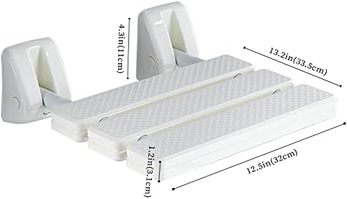 Wall Mounted Shower Stool Foldable, Shower Seat for Inside Shower for Elderly and Baby, Shower Seat for Inside Shower Modern - Waterproof and Non-Slip (White)
