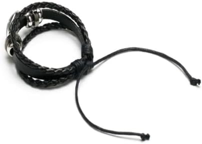 Ykonuyis National Flag Metal Black Beaded Elastic Rope Bracelet and Alloy Leather Braided Rope Bracelet Bangl for Men Women Support your country