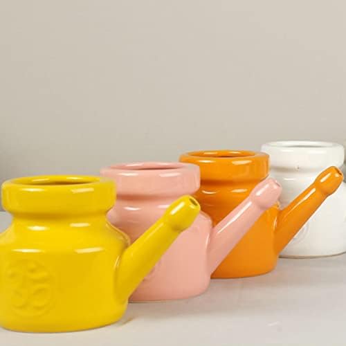 350Ml Ceramic Neti Pot Nose Cleaning Pot Leakproof Spout Pot for Nasal Rinsing Nose Washing Men Women,Grey