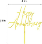 Acrylic Wedding Anniversary Cake Topper Supplies Happy- Anniversary Cake Topper Decorations 10th 30th 50th Anniversary Birthday Party Cake Decorations (Gold-1)