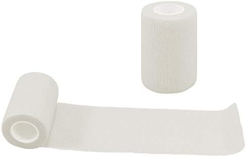 Self Adherent Wrap Bandages Self Adhering Cohesive Tape Elastic Athletic Sports Tape for Sports Sprain Swelling and Soreness on Wrist and Ankle 6PCS 3 in X 14.7 ft (White)