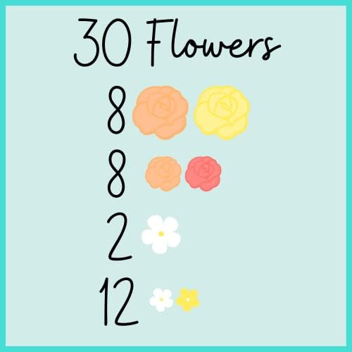 30 Honeysuckle Icing Flowers | Small Edible Roses | Peach, Coral, and Yellow Sugar Flowers | Edible Flower Sprinkles | Simply Sucré