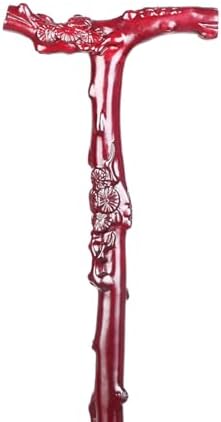 Plum Blossom Flower Décor Wood Cane - Handmade, Ergonomic, Comfort Grip Support Pole- for Men and Women- Fashionable Wooden Walking Stick 36"(90cm/35.4in, Brown)