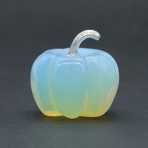 1PC Pumpkin Statue Natural Stone Ornament Hand Carved Pumpkin Figurine Jade Agate Healing Crystals Office Home Decor,Opal