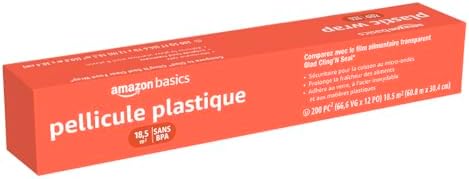 Amazon Basics Plastic Food Wrap, BPA Free, Microwavable, 200 Sq Ft, Pack of 1