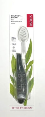RADIUS Toothbrush Source Floss Brush BPA Free & ADA Accepted Improve Gum Health & Reduce Gum Issues - Soft - Cornstarch/Hemp/Money - Pack of 3