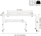 BYMECOST Laptop Desk for Bed, Adjustable Height & Length Laptop Bed Table,Overbed Table with Wheels for Queen Size Beds,Rolling Standing Desk,Over Bed Desk for Working Reading Eating (White)