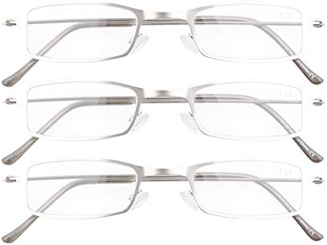 Eyekepper 3-Pack Stainless Steel Frame Half-eye Style Reading Glasses Readers Silver +1.75