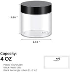 TUZAZO 4 Oz Plastic Container Jars with Lids BPA Free, Empty Round Clear Cosmetic Containers Plastic Slime Jars for Lotion, Cream, Ointments, Body Butter, Makeup, Travel Storage (12 Pack)