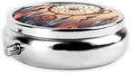 Pill Box 3 Compartment Medicine Pill Organizer Native American Dream Catcher Round Pill Case for Purse & Pocket Travel Pillbox Portable Metal Medicine Vitamin Fish Oil Organizer Unique Gift