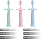PandaEar 3 Pack Silicone Baby Toothbrush Teethers - Teething Toys Training Oral Care for Infants 0-12 Months+