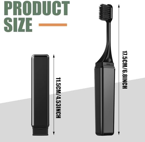 Patelai 2 Pieces Travel Toothbrush Set, Travel Size Toiletries, Soft Bristle Mini Foldable Tooth Brush with Case, Individually Wrapped Small Portable Toothbrush for Camping Home (Black and White)
