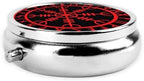 Viking Norse Mythology Warrior Compass Pill Case Storage,Three Compartment Pill Box Size 2 Inch for Pocket Purse and Travel
