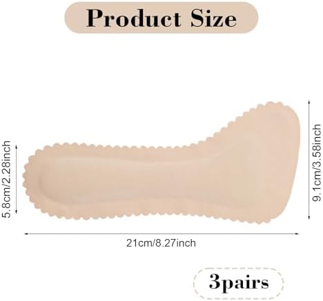 3 Pairs High Heel Cushion Inserts for Women, Adhesive Arch Support Sandal Inserts, Invisible Insoles Prevent Feet from Sliding Forward for High Heels, Pumps, Open Toes, Flats, and Sandals