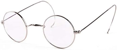 Agstum Blue Light Blocking Reading Glasses, Small Round Wire Rim Readers for Computer Use (Silver / 39mm Size, 1.75 x)
