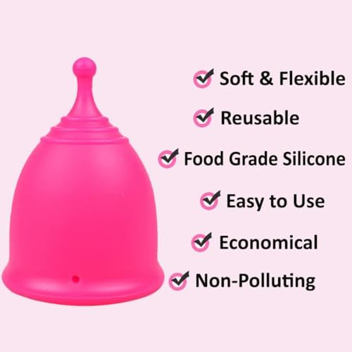 SHORDY Menstrual Cups (Small), Single Pack with Box, Soft & Flexible, Copa Menstrual Kit for Women Upto 12 Hours of Comfort, Eco-Friendly & Safer Alternative to Disc Pads Tampons (Pink)