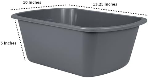 Vakly Wash Basins – Rectangular Plastic 7-Quart Graduated Hospital Soaking Tub with Markings – Small Portable Washbasin for Face Washing, Cleaning, Foot Bath, Dishes, Laundry & Bedside Care