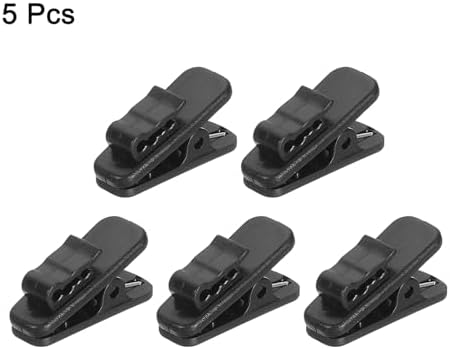 HARFINGTON 5pcs Headphone Wire Clips 0.94" Length Small Headset Cable Clamp Earphone Earplugs Cable Clothing Clip Earpiece Clamp Microphone Cord Hooks for 1.5mm Dia Round Wire, Black