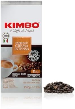 Kimbo Espresso Crema Intensa Whole Bean Coffee - Blended and Roasted in Italy - Medium to Dark Roast with a Full Body Cinnamon Flavor - 2.2 lbs Bag