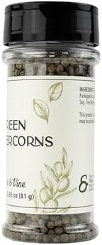 Olive & Vine Green Peppercorns, Subtle Heat, For Sauces & Marinades, Rich Tradition, Authentic Taste, For Global Recipes (2.88 Ounce)