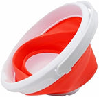 SAMMART 5.5L (1.4 Gallon) Collapsible Plastic Bucket - Foldable Round Tub - Portable Fishing Water Pail - Space Saving Outdoor Waterpot. (White/Orange Red, 1)