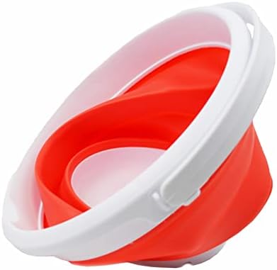 SAMMART 5.5L (1.4 Gallon) Collapsible Plastic Bucket - Foldable Round Tub - Portable Fishing Water Pail - Space Saving Outdoor Waterpot. (White/Orange Red, 1)