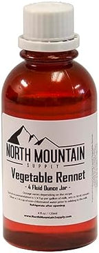 North Mountain Supply Premium Professional Quality Liquid Vegetable Rennet - 100% Vegetarian Rennet for Cheese Making - 4 Fluid Ounces