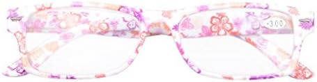 Eyekepper 6-Pack Spring Hinges Patterned Rectangular Reading Glasses Include Computer Readers Women