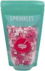 NCS Ribbon Bow Shaped Edible Sprinkles – Hot Pink, Light Pink & White Cupcake, Cake & Cookie Decorations, 7 oz