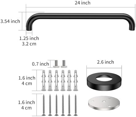 2 Pack 24 Inch Black Shower Grab Bars, ZUEXT Stainless Steel Bathroom Wall Grab Bar Handle, Shower Balance Bar, Safety Hand Rail Support,Handicap Elderly Senior Assist Bath Grab Handle(1.25" Diameter)