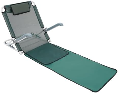 Adjustable Bed Backrest Support with Armrest Breathable Fabric, Foldable Sit-up Nursing Backrest for Neck Head Lumbar Support Patient Care Bed Chair, 20-75°(Five-Gear Adjustable) (Green)