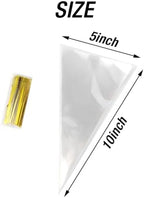 RONYOUNG 300PCS 5x10 Inches Clear Cone Shaped Cellophane Treat Bags With Twist Ties for Treats, Popcorn Favor, Candy (60 Micron)