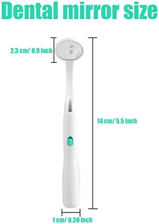 2 Pcs Dental Mirror with Light Tool LED Lighted Teeth Inspection Mirror Anti Fog Curve Angle Dentist Oral Care Tool (Green)