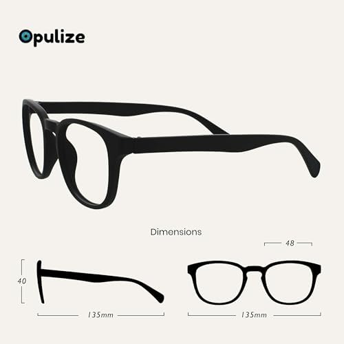 OPULIZE POP Reading Glasses for Women Men,Scratch Resistant Round Matt Frame with Spring Hinges, Black, Blue +1.50 (Pack of 2)
