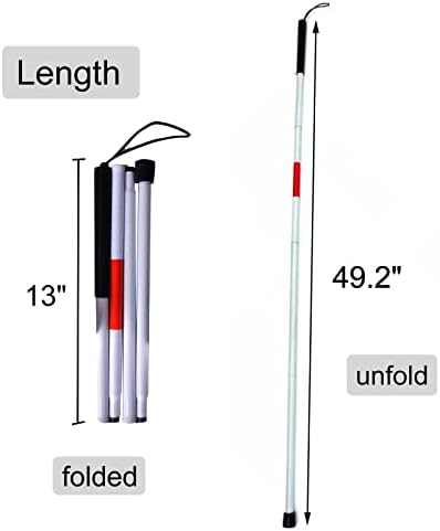 Baitaihem Folding Blind Cane Reflective Red Folding Walking Stick for Vision Impaired and Blind People
