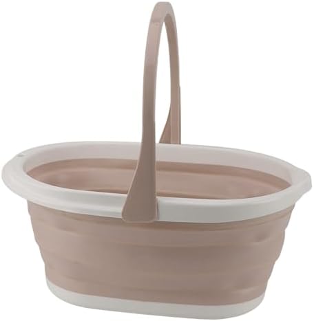 Bucket, Mop Bucket Washing Basin Home Bathroom Supplies Household Dust Mops Bucket Foldable Water Pail Bucket for Caddy Spin Mops (Khaki)