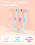 Cute Toothbrush Set (4 Pack), Soft Bristles, Compact Head, Easy Grip Handle, Travel & Gift Ready, Kids & Adults Manual Toothbrush