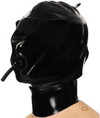 Latex Hood Inflatable Mask with Mouth Tube Full Face Inflation Breathing Zipped Latex Mask